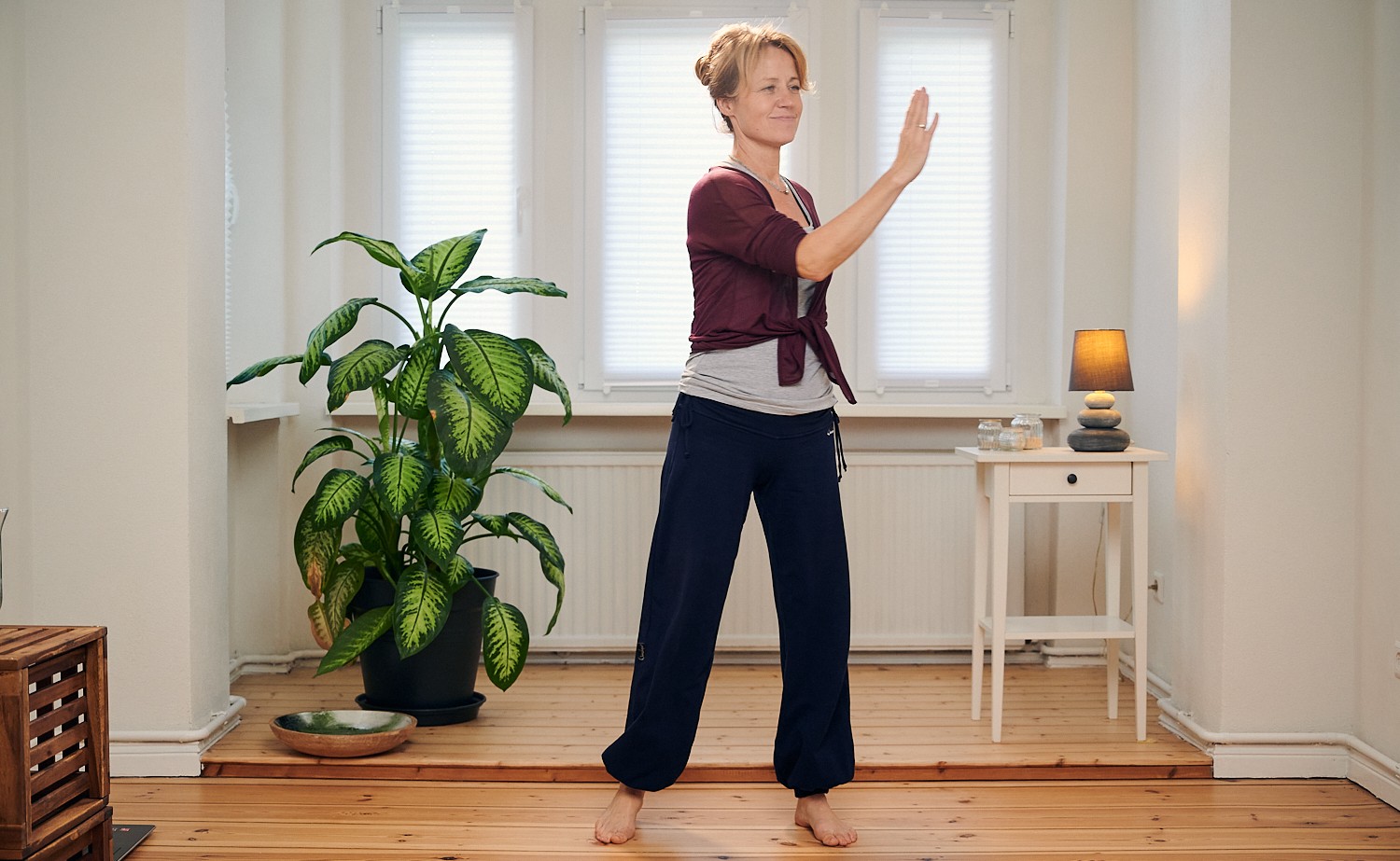 Tanja Berni Sehtrainerin beim Augen Yoga - der große Schwung. 